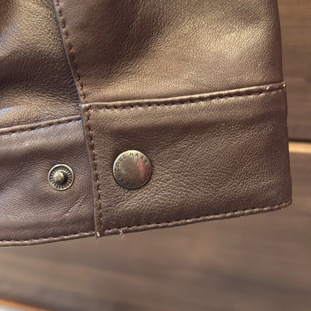 NWT Cole Haan Brown Leather Jacket Size XXL - Picture 8 of 12